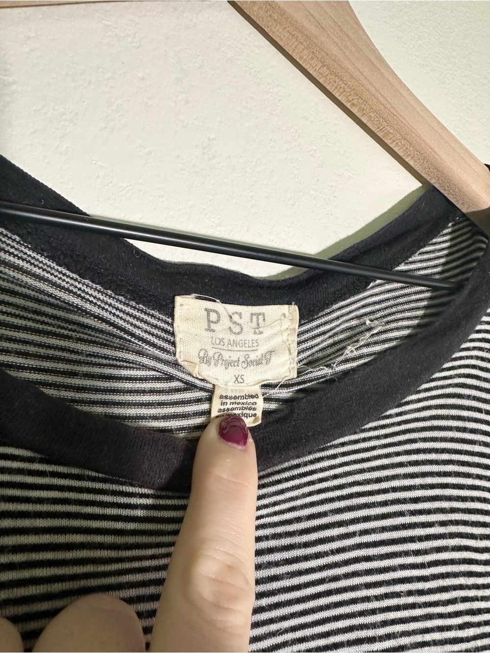PST - Black & White Striped Women's Cropped Tee - XS